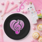 Vibraties Muzikale Liefde Roze Hart Muziek Note DJ Papieren Bordje (Feest)
