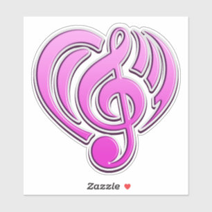 Vibraties Muzikale Liefde Roze Hart Muziek Note DJ Sticker