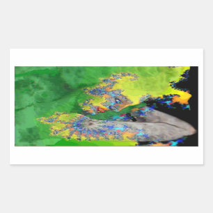 VIBRATIES VAN KWESTIE, LADY IN GROENE GEEL FRACTAL RECHTHOEKIGE STICKER