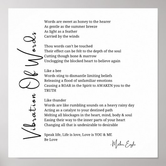 Vibration des mots éveil poème poster art mur (Devant)