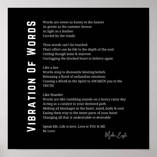 Vibration des mots éveil poème poster art mur (Devant)