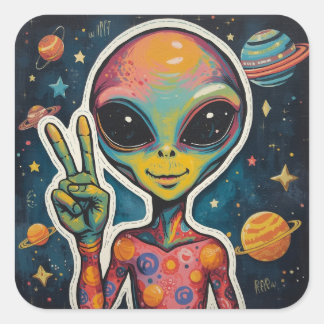 Vibrations de Paix Cosmique : Art de stickers d'al
