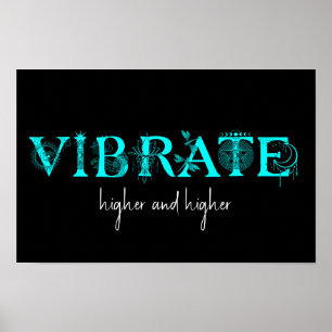 Vibreren hoger en hoger Lotus libel maan kunst Poster