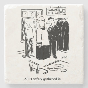 Vicar heeft een Cassock Fitting Church Cartoon Stenen Onderzetter