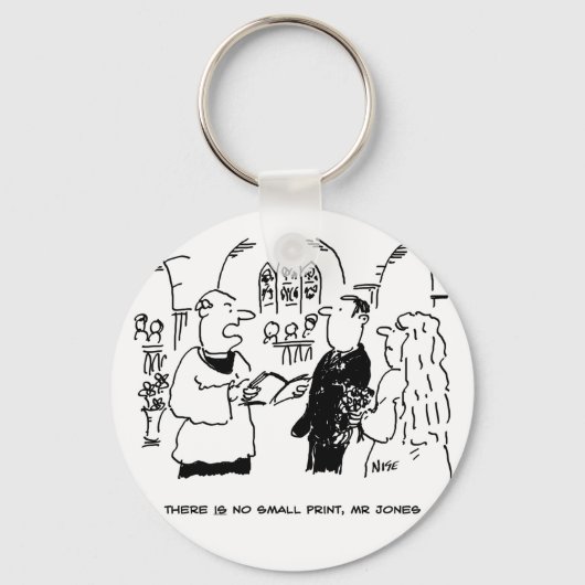 Vicar zegt dat er geen kleine lettertjes zijn. Fun Sleutelhanger (Voorkant)
