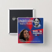 Vice President Elect Kamala Harris Vierkante Button 5,1 Cm (Voorkant /achterkant)