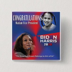 Vice President Elect Kamala Harris Vierkante Button 5,1 Cm
