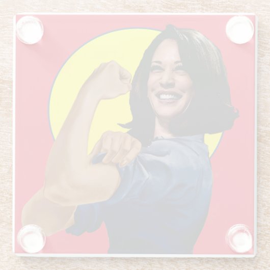 VicePresident Kamala Harris als Rosie Glazen Onderzetter (Achterkant)