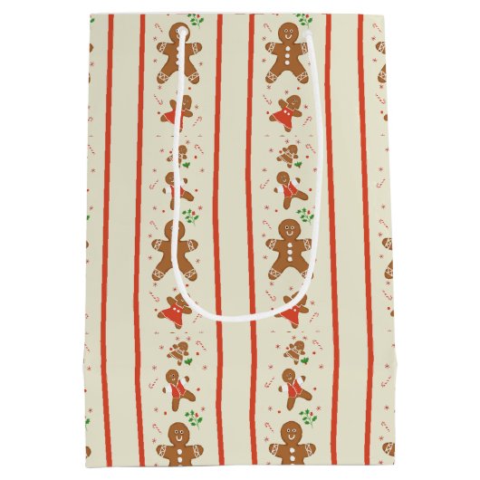 Vickie’s Gingerbread Parade-Cream Gift Bag Medium Cadeauzakje (Achterkant)