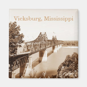Vicksburg MS River Bridge Sepia Kopertint Magneet