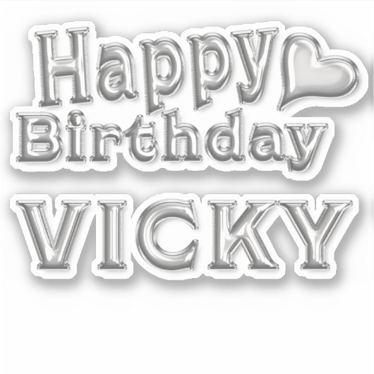 Vicky Happy Birthday silver Aufkleber Sticker (Voorkant)