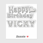 Vicky Happy Birthday silver Aufkleber Sticker (Vel)