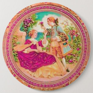 Victooriaanse koloniale Franse bloemengeur label Ronde Button 6,0 Cm