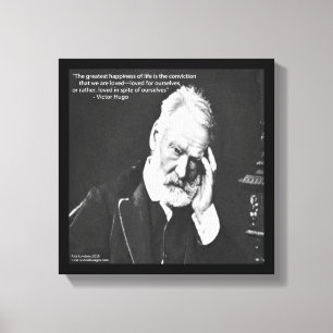 Victor Hugo & Geluksquote Canvasprint Canvas Afdruk
