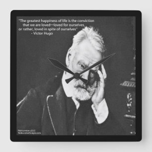Victor Hugo & Geluksquote Vierkante Wandklok Klok