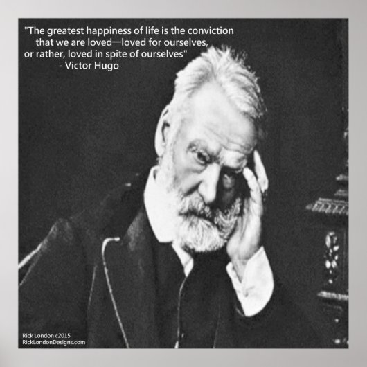 Victor Hugo & Happiness Quote Rick London Poster (Voorkant)