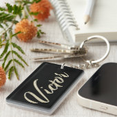 Victor Name Whitegold Porte-clés (Devant droit)