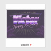 Victor Prénom lila retro Sticker (Feuille)