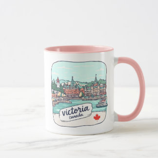 Victoria BC Canada Pastel Skyline Cute Cityscape Mok