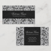 Victoria Black Gray Damask Chic Visitekaartje (Voorkant / Achterkant)