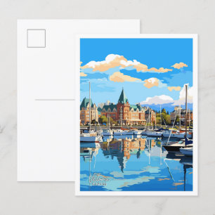Victoria Canada Art Vintage Travel Illustratie Briefkaart