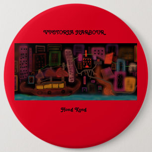 Victoria Harbour, Hong Kong 1960's- Ronde Button 6,0 Cm