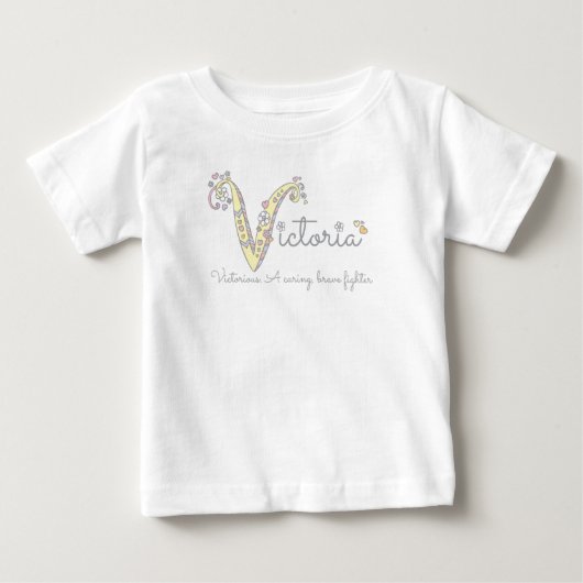 Victoria monogram V naam en betekenis baby romper (Voorkant)