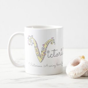 Victoria-naam die decoratieve V-monogram-mok betek Koffiemok