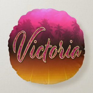 Victoria prénom nom coussin rose doré