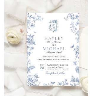 VICTORIA Regency Blue French Garden Invitation de 