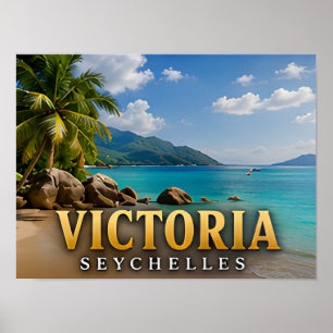 Victoria Seychellen Tropisch Eiland Reis Souvenir Poster