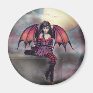 Victoria vampierfee met kat Halloween-kunst Magneet