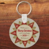 Victoriaans 16-punts rode kerstster CC0965 Sleutelhanger (Voorkant)