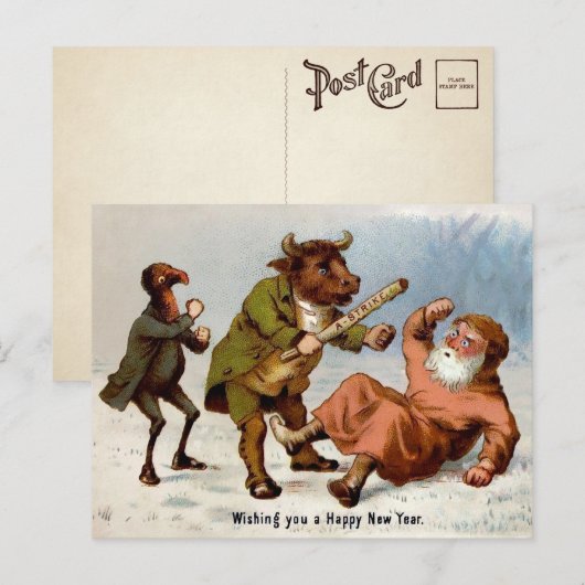 Victoriaans A-Strike New Years Briefkaart (Voorkant / Achterkant)