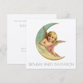  VICTORIAANS ANGEL BIRTHDAY INVITATIE KAART (Voorkant / Achterkant)