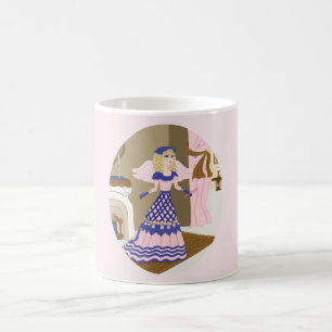 Victoriaans Angel Blue en Pink Singing by Fireplac Koffiemok