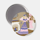 Victoriaans Angel Blue en Pink Singing by Fireplac Magneet (Voorkant / Achterkant)