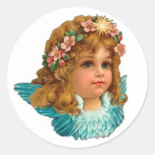Victoriaans Angel -braal-Pasen Ronde Sticker (Voorkant)