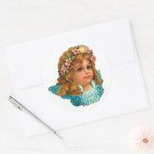Victoriaans Angel -braal-Pasen Ronde Sticker (Envelop)