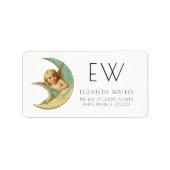 VICTORIAANS ANGEL- EN MOON-ADRESETIKETTEN ETIKET (Voorkant)