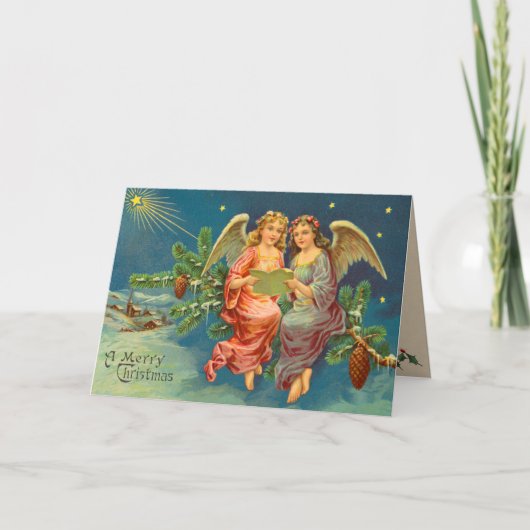Victoriaans Angel Kerst Kaart (Voorkant)