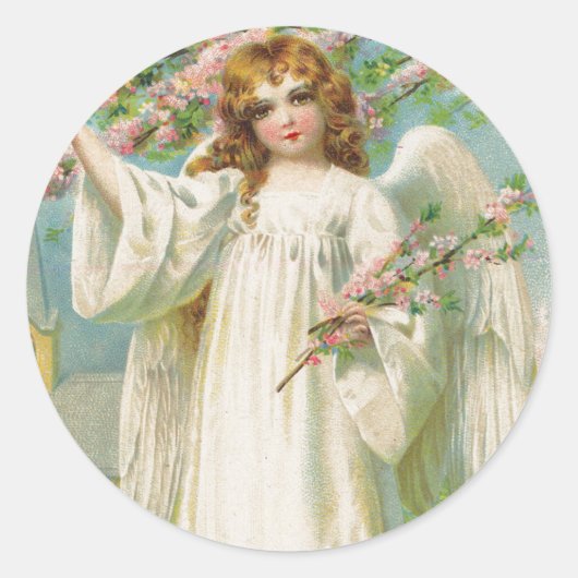 Victoriaans Angel Kerst sticker (Voorkant)