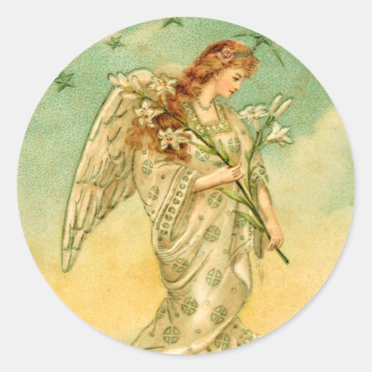 Victoriaans Angel Kerst sticker (Voorkant)