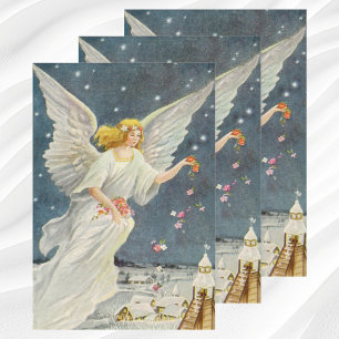 Victoriaans Angel met sterren voor kerstmis met st Inpakpapier Vel