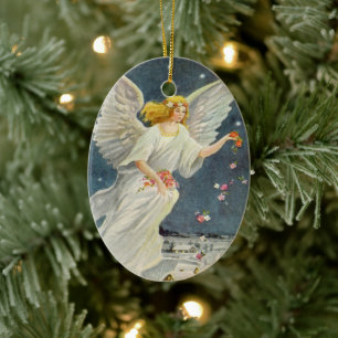 Victoriaans Angel met sterren voor kerstmis met st Keramisch Ornament