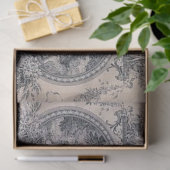 Victoriaans Antiek, blauw en wit ontkoppeld materi Tissuepapier (Geschenk)