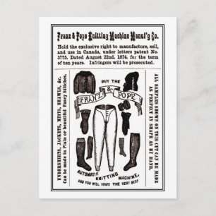 Victoriaans antiek breimachine en briefkaart