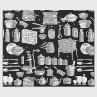 Victoriaans antiek keuken Cook Toile Black Cadeaupapier