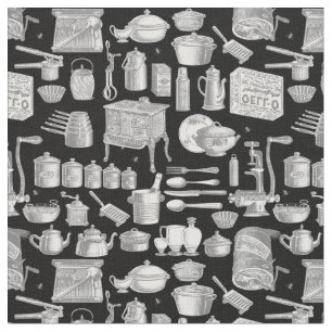 Victoriaans antiek keuken Cook Toile Black Stof