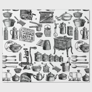 Victoriaans  antiek keuken kookgerei cadeaupapier